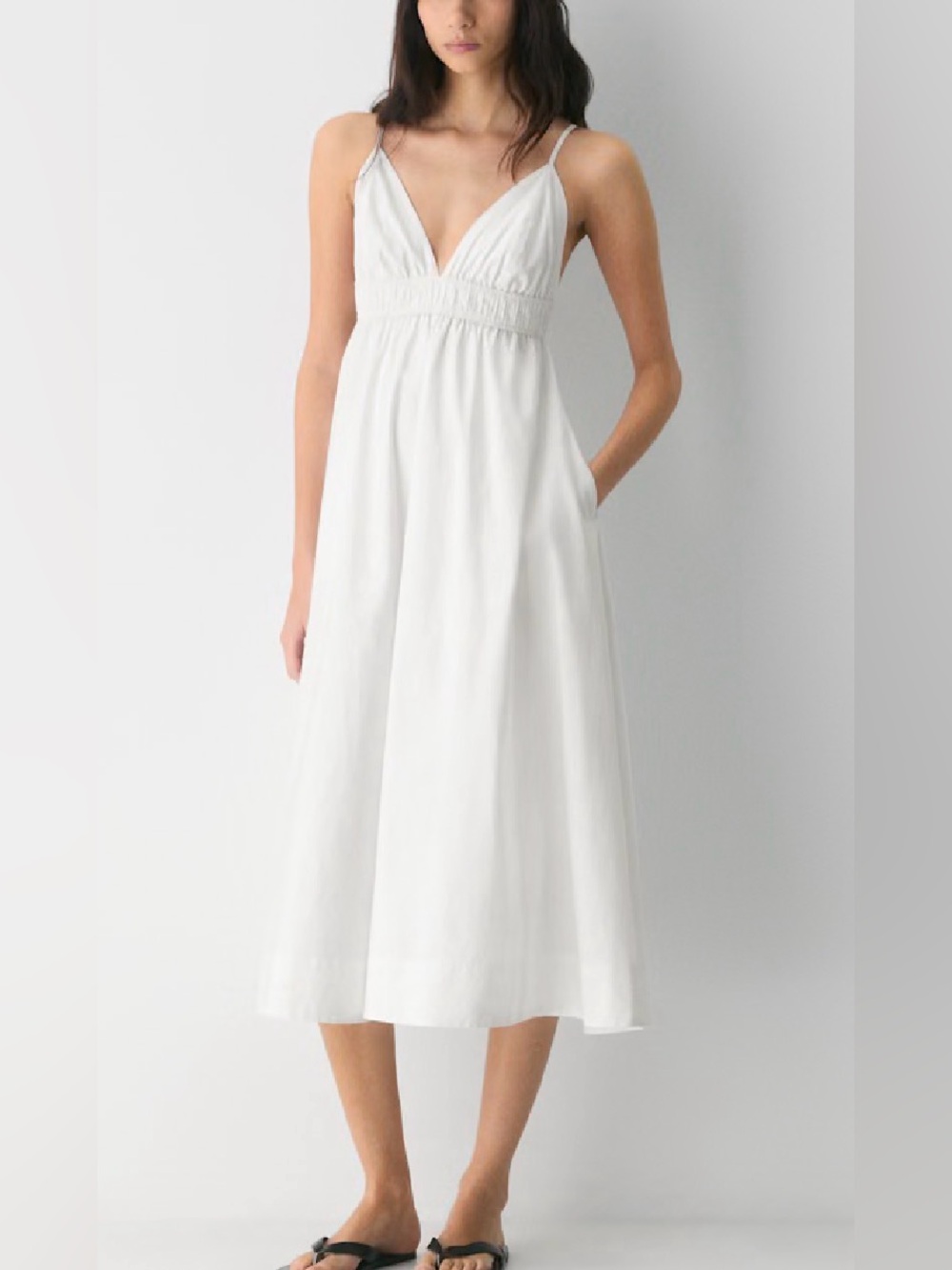 Aritzia White Encouraged poplin V-Neck Maxi Dress